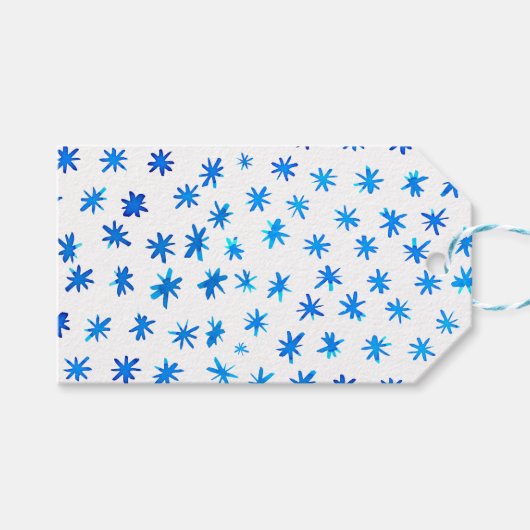 Waterverf sterren - blauw cadeaulabel (Voorkant (Horizontaal))