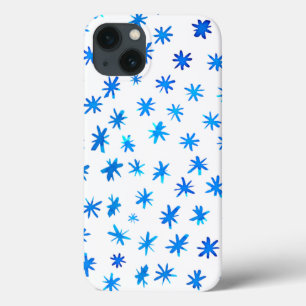 Waterverf sterren - blauw iPhone 13 hoesje