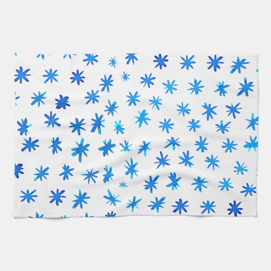 Waterverf sterren - blauw theedoek (Horizontaal)