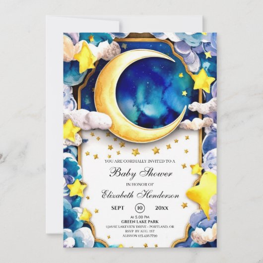 Waterverf Sterren Celestial Baby shower Kaart (Voorkant)