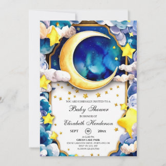 Waterverf Sterren Celestial Baby shower Kaart