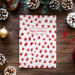 Waterverf sterren - rood feestdagenkaart