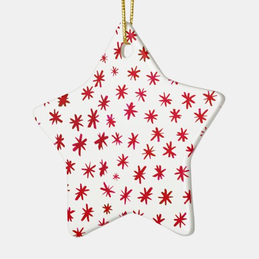 Waterverf sterren - rood keramisch Ornament (Links)