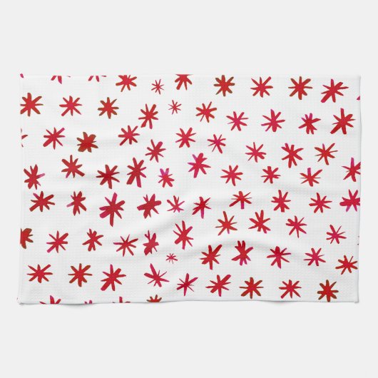 Waterverf sterren - rood theedoek (Horizontaal)