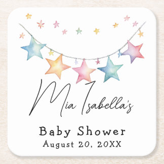 Waterverf Sterren - Schattige Baby shower Papier O Vierkante Kartonnen Onderzetter
