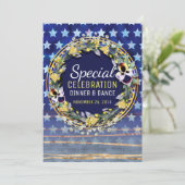Waterverf sterren & stripes Dinner & Dance Invite Kaart (Staand voorkant)
