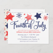 Waterverf sterren Vierde uitnodiging van juli (Voorkant / Achterkant)