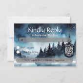 Waterverf Sterrennacht Celestial Bruiloft QR Code RSVP Kaartje (Voorkant)