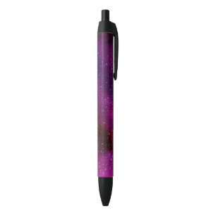 Waterverf sterrenstelsels paarse roze zwarte inkt pen