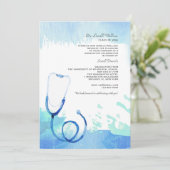 Waterverf Stethoscoopuitnodiging Kaart (Staand voorkant)
