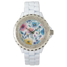 Waterverf stijl Bloemen Vrouwen Horloge