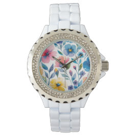 Waterverf stijl Bloemen Vrouwen Horloge