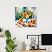 Waterverf stijl citrus vignet Poster (Thuiskantoor)