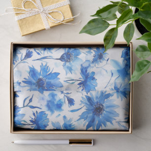 Waterverf stijl korenbloem type blauw tissuepapier