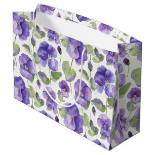 Waterverf stijl paarse viooltjes type bloemen  groot cadeauzakje