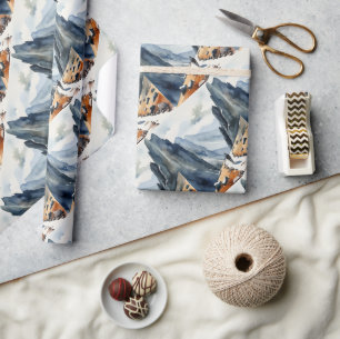 Waterverf stijl persoon Wandelen Mountain Cadeaupapier