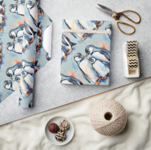 Waterverf stijl pinguïn vogel wildernis kunst cadeaupapier