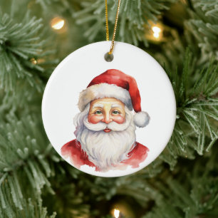 Waterverf stijl Santa Claus Gezicht Gepersonalisee Keramisch Ornament