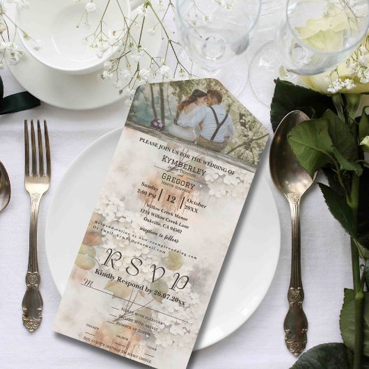 Waterverf Stijl Wit Hydrangea Foto E-mail All In One Uitnodiging