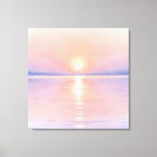 Waterverf stijl Zon - Zeegezicht Kunst Canvas Afdruk