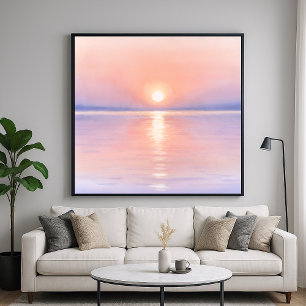 Waterverf stijl Zon - Zeegezicht Kunst Poster