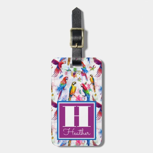 Waterverf stijlpagina's | Monogram Bagagelabel (Voorkant verticaal)