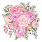 Waterverf Stijlroze Roses Bouquet Sticker (Voorkant)