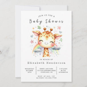 Waterverf Stijlvolle Giraffe Baby shower Kaart