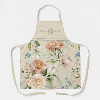 Waterverf Stilleven Kunst Bloemen Monogram & Naam Schort