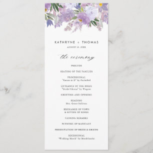 Waterverf Stof Purper Bloemen Huwelijksceremonie Programma