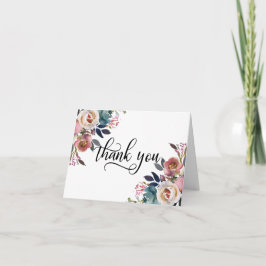 Waterverf Stof Roze Bruiloft BEDANKJE Bedankkaart