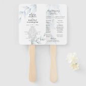 Waterverf Stofblauw Stof Salie Bloemmotief Handwaaier (Voorkant en achterkant)