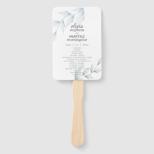 Waterverf Stofblauw Stof Salie Bloemmotief Handwaaier (Voorkant)