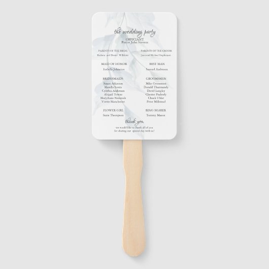 Waterverf Stofblauw Stof Salie Bloemmotief Handwaaier (Achterkant)