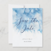 Waterverf Stofblauwe Winter Bruiloft Save The Date