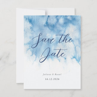 Waterverf Stofblauwe Winter Bruiloft Save The Date