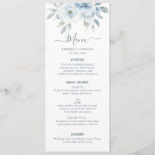 waterverf stoffige blauwe bloemen bruiloft menu (Voorkant)