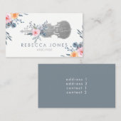 waterverf Stoffige Blauwe Bloemen Viool Visitekaartje (Voorkant / Achterkant)