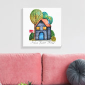Waterverf Stomme Home Sweet Home Art Canvas Afdruk (Insitu (Woonkamer))