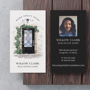 Waterverf Stone Black Iron Deur Real Estate Agent Visitekaartje