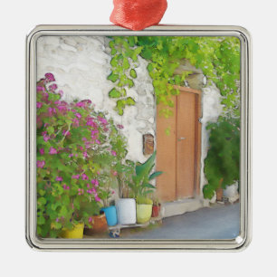 Waterverf straat uitzicht metalen ornament