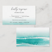 Waterverf Strand Bestemming Bruiloft RSVP Informatiekaartje (Voorkant / Achterkant)
