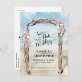 Waterverf Strand Bestemming Bruiloft Save the Date Aankondigingskaart (Voorkant / Achterkant)