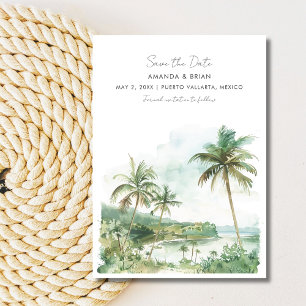 Waterverf Strand Bestemming Trouwfoto Save The Date