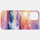Waterverf Strand bij Sunset Monogram Case-Mate iPhone Case (Achterkant (horizontaal))