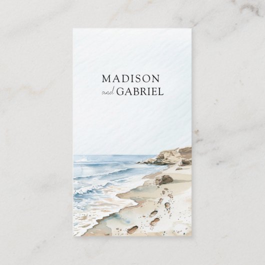 Waterverf strand bruiloft informatiekaartje (Achterkant)