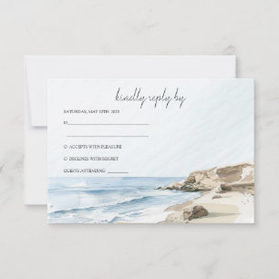 Waterverf Strand Bruiloft RSVP Kaart