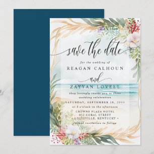 Waterverf Strand Bruiloft Save The Date Kaart