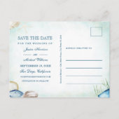 Waterverf Strand Calligrafie Foto Save The Date Uitnodiging Briefkaart (Achterkant)