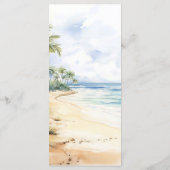 Waterverf strand en palmbomen Elegante bruiloft Menu (Achterkant)